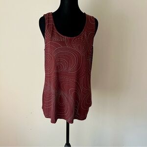 Chico’s Festive Swirl Studded Wine-Colored Sleeveless Blouse Medium